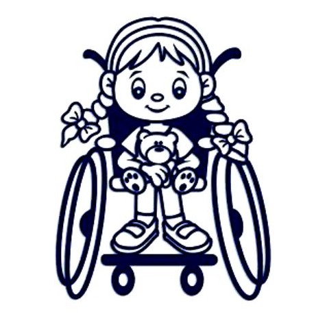 Samolepka na auto se jménem dítěte- holka na vozíčku